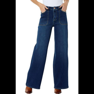 G by Giuliana Women's Patch Pocket Wide Leg Jeans Idigo - Regular
